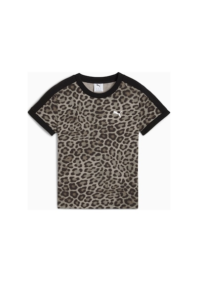 Puma T7 Leopard Allover Print Kadın Tişört 632135-01 Çok Renkli