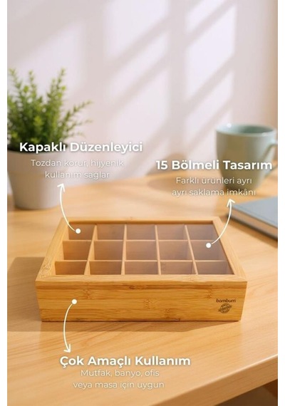 Bambum Sivir - 15 Bölmeli Düzenleyici Kahverengi