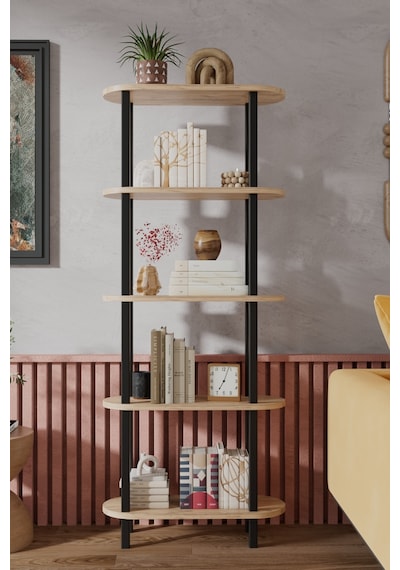 Soft 5 Katlı Modern Kitaplık Dekoratif Çok Amaçlı Kitaplık Ve Organizer Çok Raflı Düzenleyici - Meşe Meşe Soft 5 Katlı Modern Kitaplık Dekoratif Çok Amaçlı Kitaplık Ve Organizer Çok Raflı Düzenleyici - Meşe Meşe
