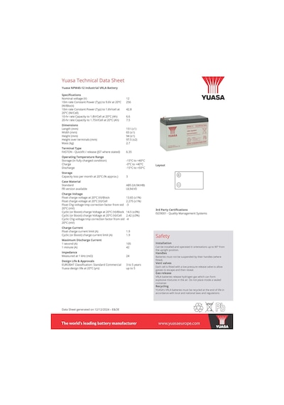NPW45-12 12V 7,5 AH AGM AKÜ