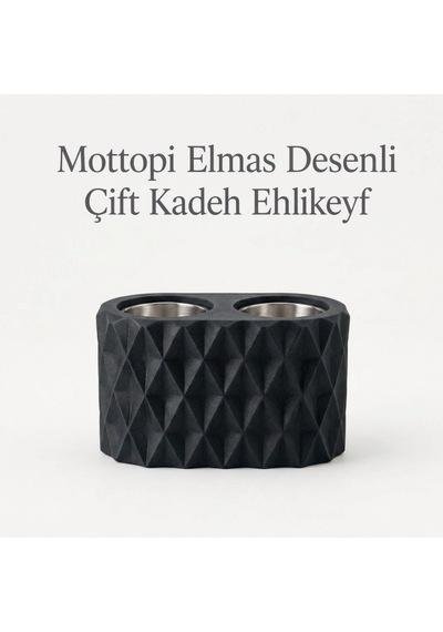 Mottopi Ehlikeyf Siyah Elmas Desenli,2 Kadeh Yuvalı,metal İç Hazneli,termojelli Soğutucu-siyah