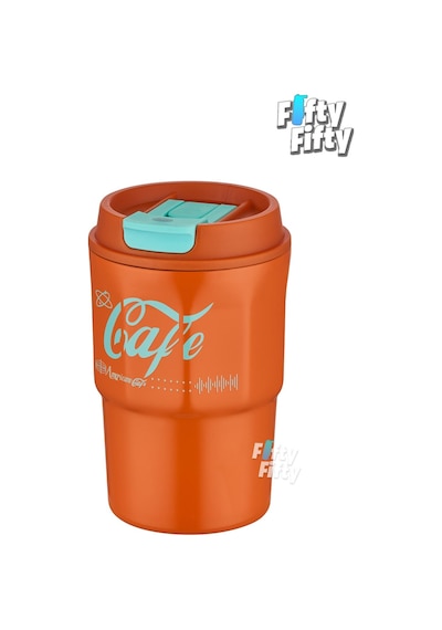 Vagonlife 2'li Çelik Termos-kahve Bardağı Seti 750ml Çift Kullanım Termos//450ml Mug Kahve Bardağı Lacivert - Turuncu