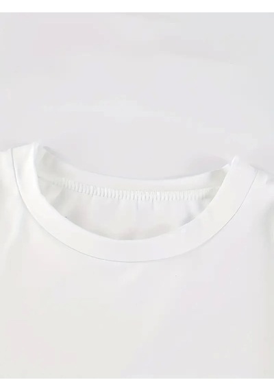 Sidelya Concept Baskılı Oversize Bisiklet Yaka T-shirt - Beyaz Beyaz