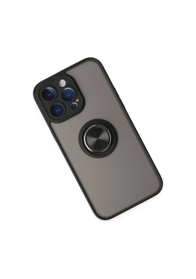 Newface Apple İphone 14 Pro Kılıf Montreal Yüzüklü Silikon Kapak - Siyah Gri