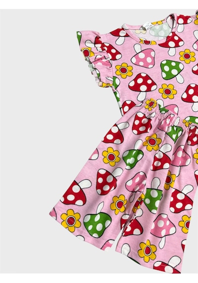 Aliş Kids Kız Çocuk Pamuklu Pembe Mantar Desenli Kısa Kollu Kolları Fırfırlı Şortlu Yazlık Pijama Takımı Aliş Kids Kız Çocuk Pamuklu Pembe Mantar Desenli Kısa Kollu Kolları Fırfırlı Şortlu Yazlık Pijama Takımı