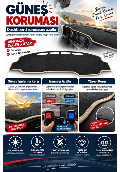Trobus Chevrolet Kalos 3d Torpido Koruma Kılıfı - Bej Biye