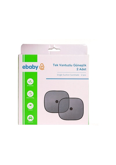 Ebaby Tek Vantuzlu Güneşlik 2 Parça Siyah
