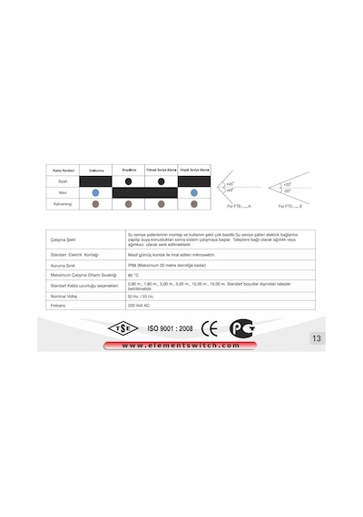Seviye Flatörü 3 Metre - Element - Ttr Kablolu-Ucuz Seri