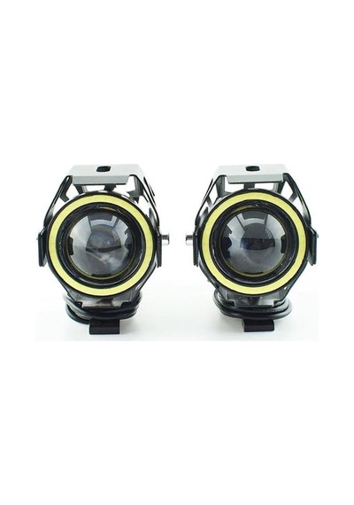 U7 Motosiklet Sis Far Led Mercekli Angel Led 2 Adet 3 Modlu