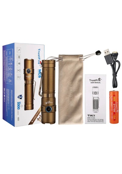 Trustfire Mc5 Manyetik Şarjlı Fener 3300 Lümen Bronz