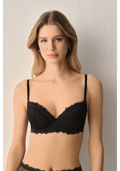 Suwen Cosmopolitan Dantelli Yarı Destekli Balenli Sütyen St4453609a012 Siyah