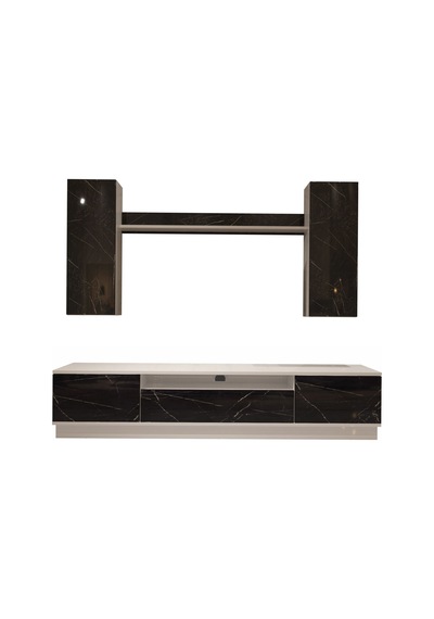 Decoraktiv Trendstyle 5ds Mdf Tv Ünitesi Tv Sehpası Beyaz - Siyah Mermer