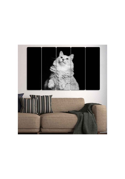 Beyaz Kedi 5 Parçalı Tablo Görsel - 702504399 Görsel
