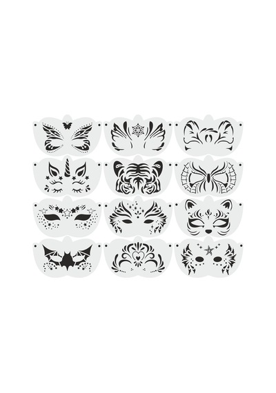 Kk Swords Stencil Tasarım 12 Adet Sl094 Çocuk Yüz Boyama Maskeleri Set:47 Pasta, Ahşap, Yüz Boyama Şablonu
