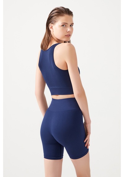 Los Ojos Kadın Lacivert Askılı Fitilli Crop Top Büstiyer Scoop Lacivert