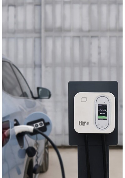 Hims 22kw Tip 2 Soketli Kablolu Beyaz Smart Elektrikli Araç Şarj İstasyonu