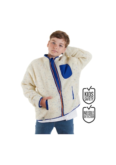 Unisex Çocuk Kışlık Peluş Beyaz Uzun Kollu Mont 6-11 Yaş