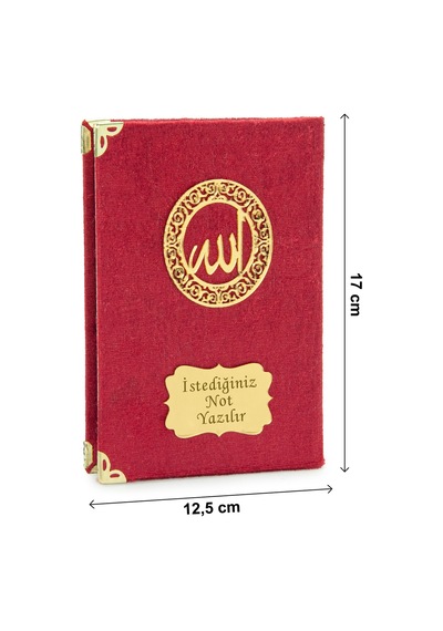 İsme Özel Kadife Yasin Kitabı, Tesbih Ve Çantalı Seccade Seti - Mevlüt Ve Umre  - Bordo