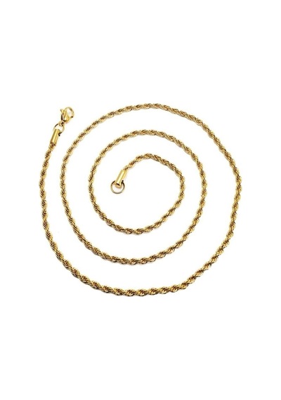 2.5 Mm Çelik Halat - Burgu Sarı Renk 24 Ayar Altın Kaplama Çelik Zincir Sarı
