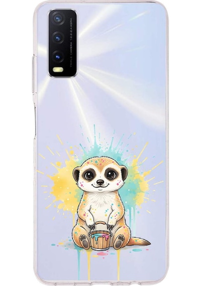 Vivo Y20s İle Uyumlu Splash Mirket Tasarımlı Şeffaf Silikon Kılıf Şeffaf