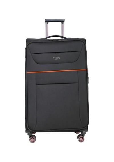 Fossil Unisex Kumaş Büyük Boy Ultra Hafif Şifreli Körüklü Kendi Etrafında Dönebilen Valiz 012-01 Siyah