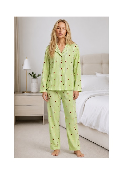 Fit Women Kadın Ev Giyimi Rahat Yeşil Pijama Takımı 4660