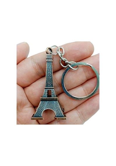 Paris Eyfel Kulesi 3D Metal Anahtarlık Bronz