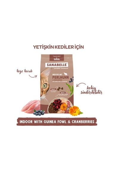 Sanabelle Indoor Gine Tavuğu Ve Yaban Mersinli Yetişkin Kuru Kedi Maması 8 Kg
