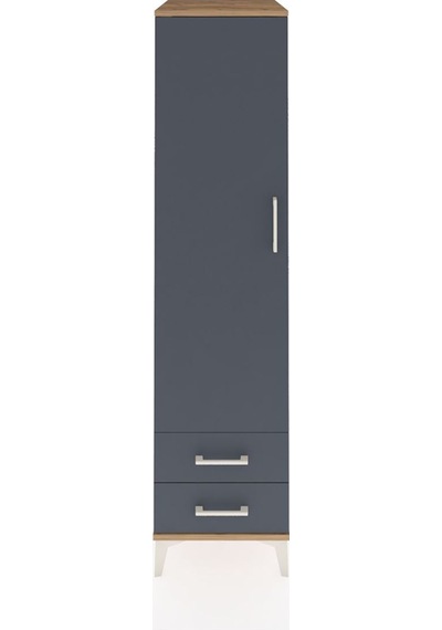 Kronos Dolap Tek Raflı 2 Çekmeceli Tek Askılı 44x59x182 Çam-antrasit Atlas Çam