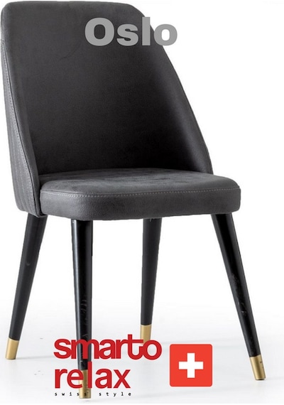 Smarto Relax Oslo 2'li Yemek Masası Sandalye Seti - Ahşap Ayaklı, Siyah Kumaş Gri