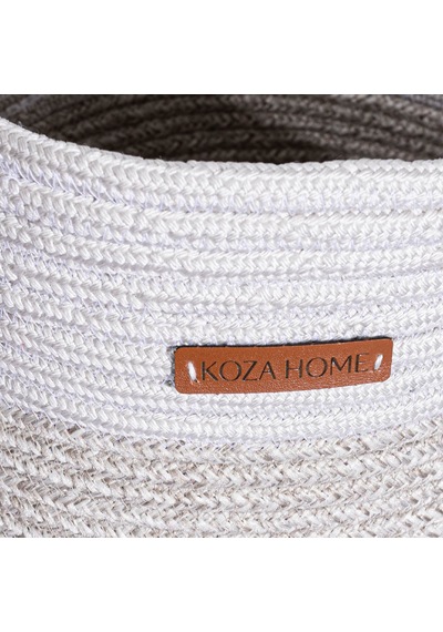 Koza Home Cesta El Yapımı Pamuklu Multi Beyaz Gri Natural Hasır Dekoratif S