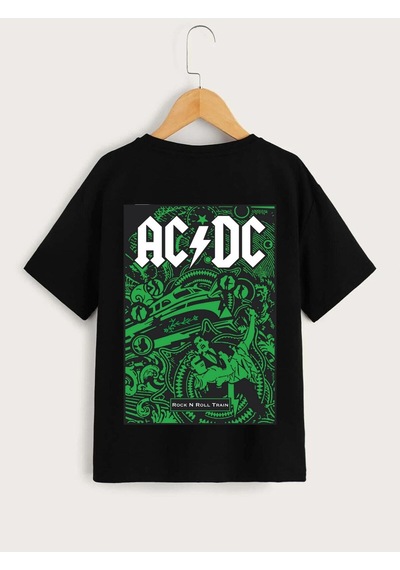 Noıssey Kod:vsk Siyah Çocuk T-shirt Kids-acdc-ön-arka-