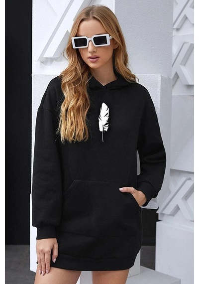 Uyguntarz Unisex Tüy Baskılı Sweatshirt siyah
