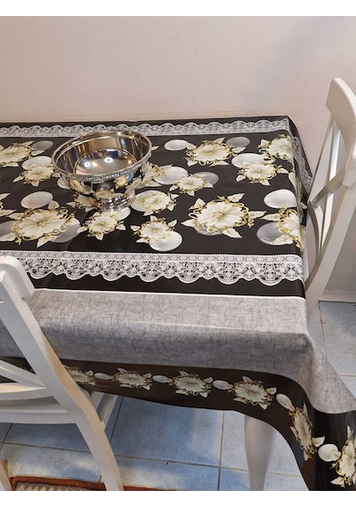 Elyaflı Pvc Masa Örtüsü Modern, Dayanıklı, Silinebilir Ve Şık Görünüm Mrl193 Siyah