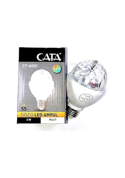 Cata Ct-4061 3W Renkli Disko Ampulü Hareketli 360 Derece Dönen