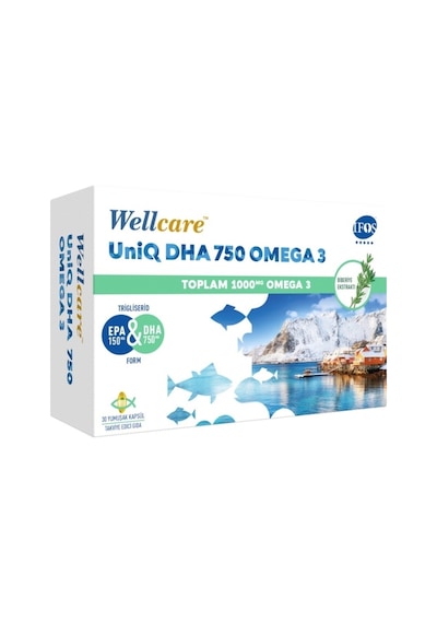 Wellcare  Uniq Dha 750 Omega 3 1000 Mg Takviye Edici Gıda 30 Yumuşak Kapsül