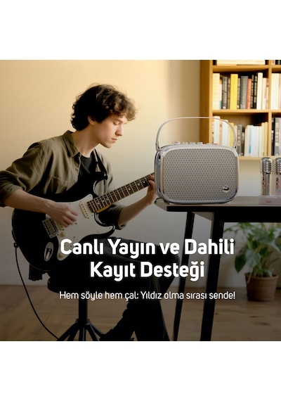 Divoom Songbird Ultra 100w Çift Mikrofonlu Karaoke Bluetooth Hoparlör, Taşınabilir Ses Bombası, 8 Sa