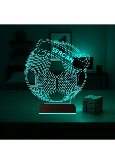Luvivia Futbolcu Hediye Futbol Topu Kişiye Özel 3d Lamba - Masa Gece Lambası
