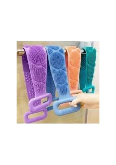 3b Trend Çift Taraflı Silikon Banyo Kesesi Mor Esnek Vücut Temizleme Ve Masaj Bandı, Sırt Kesesi
