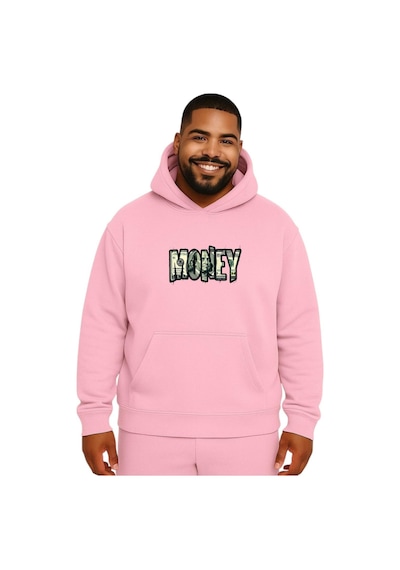 Benroma Money Baskılı Büyük Beden Unisex Sweatshırt Pembe