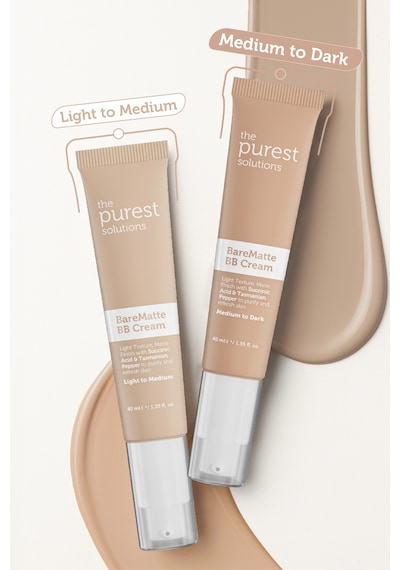 The Purest Solutions Yağlı ve Karma Ciltler İçin Matlaştırıcı BB Krem, SPF 50 + 40 ml – Orta/Koyu Ton