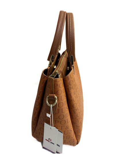 Just Polo Kadın Monogram Baskılı Orijinal Just Polo El Ve Omuz Çantası Ayarlanabilir Askısıyla 2120mh Taba Kombin