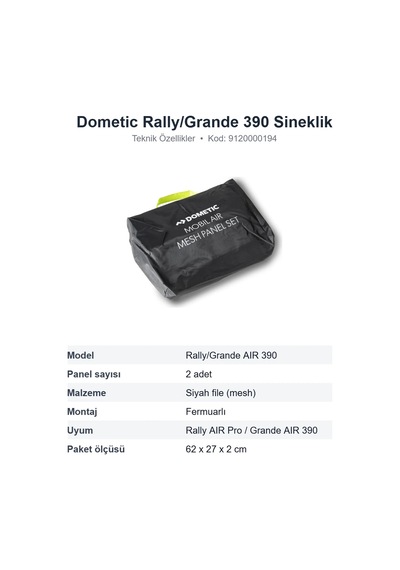 Dometic Rally/grande Aır 390 Şişme Ön Çadır Sineklik Panel Seti, 2 Parça 9120000194