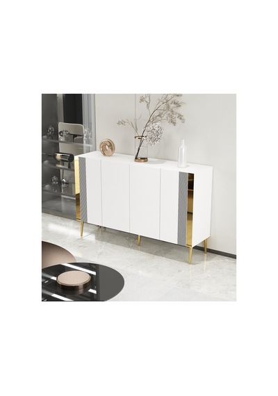 Dream 120 Cm Konsol Tv Sehpası Çok Amaçlı Dolap Beyaz-altın Beyaz-altın
