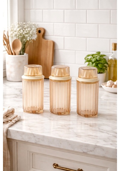 Decorev 3lü Erzak Saklama Kabı Br-6818 1300 Ml Kahverengi