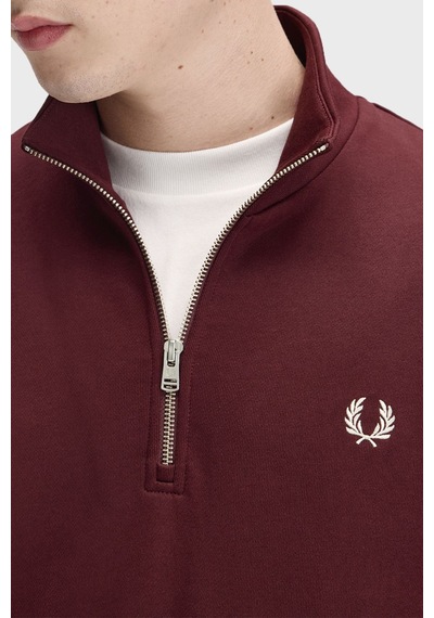 Fred Perry Logolu Pamuklu Yarım Fermuarlı Sweat Erkek Sweat M3574 64a Bordo