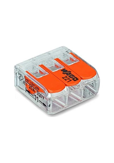 Wago 221-413 3'lü Yaylı Tırnaklı Klemens 1 Adet