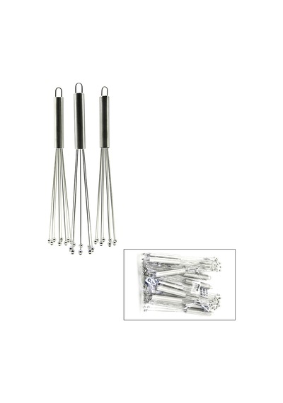 Diyarı Fırsat 8 Boncuk Uçlu Yumurta Çırpıcı Krom Saplı Metal 13.5 Cm 12'li Paket