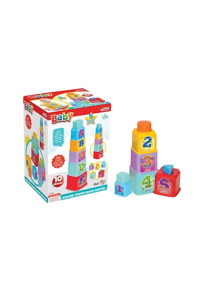 Dede Baby Kare Kule Bultak Oyuncağı 10 Parça Harf Ve Rakam Eğitici Kule 12 Ay+
