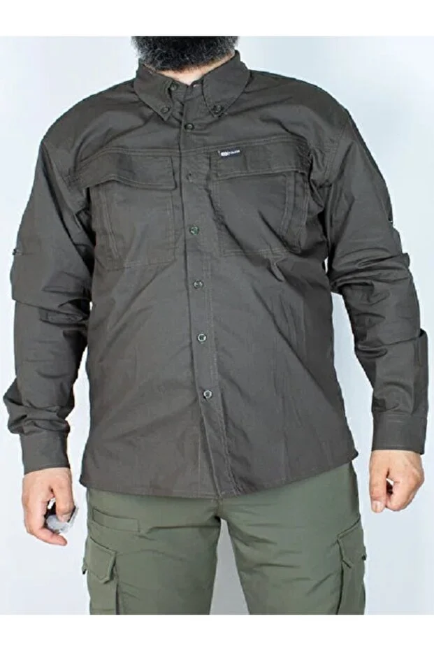 Nikbin Outdoor Taktik Spor Gömlek Likralı Haki